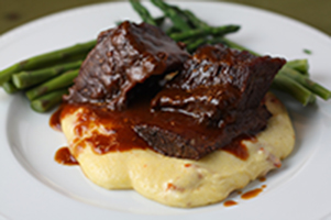 Braised Short Ribs with Dried Cherry Reduction Sauce