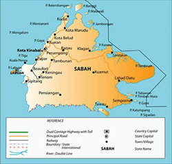 map of Sabah island