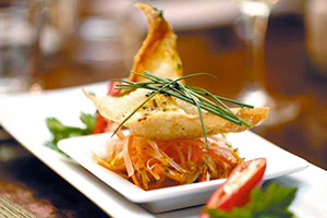 Papaya Salad with Shrimp Wonton Dumpling